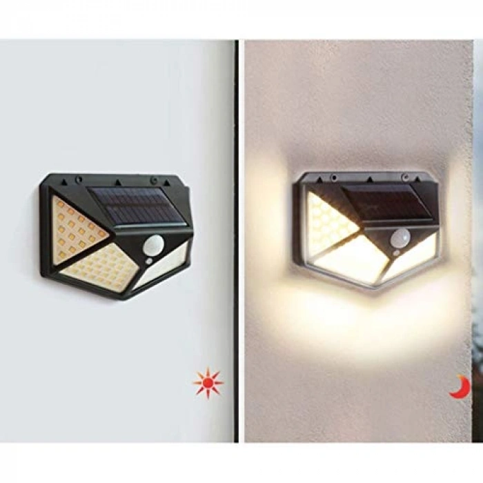 100 LED PIR Hareket Sensörlü Dış Duvar Lambası, IP65 Su Geçirmez