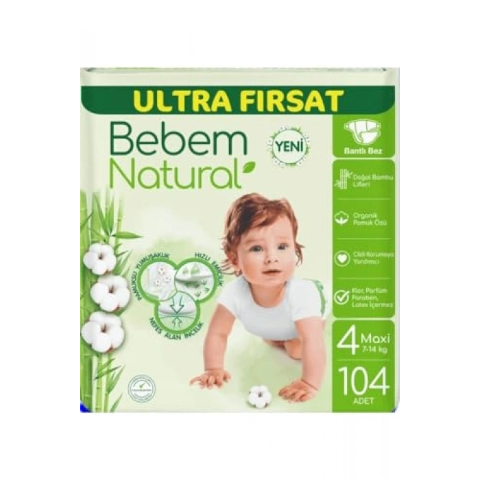 104 Adet 4 Numara Maxi Bebek Bezi Paketleri
