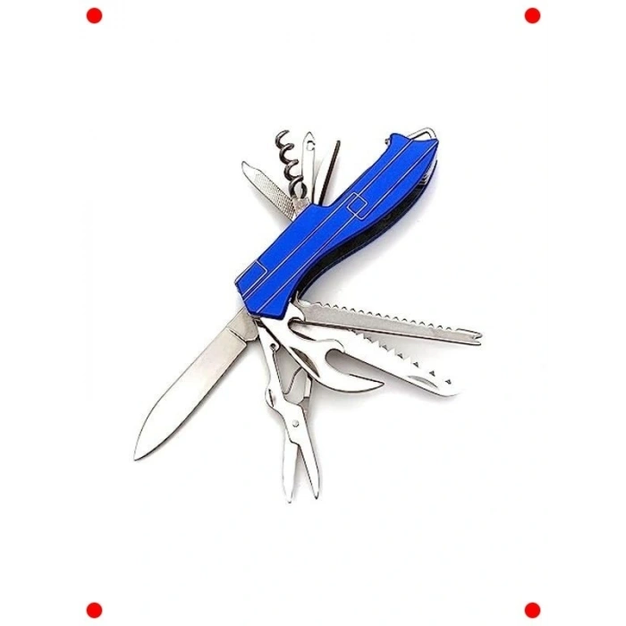 11 Fonksiyonlu Kamp Cep Çakısı Multitool - Mavi