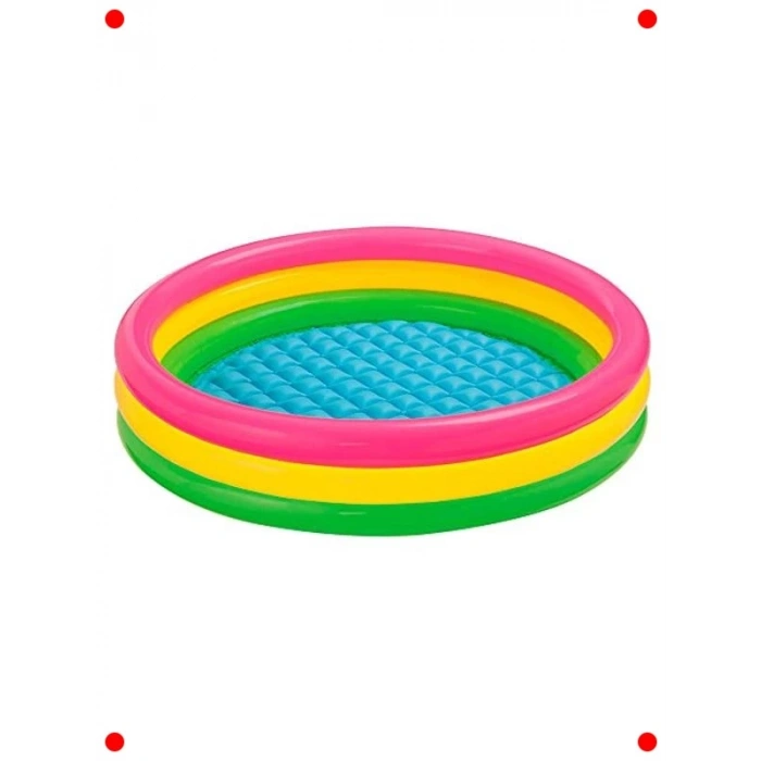 114 cm Renkli Şişme Havuz - Çocuklar İçin Güvenli Taban