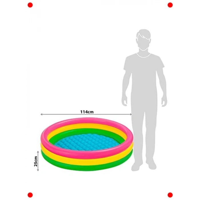 114 cm Renkli Şişme Havuz - Çocuklar İçin Güvenli Taban