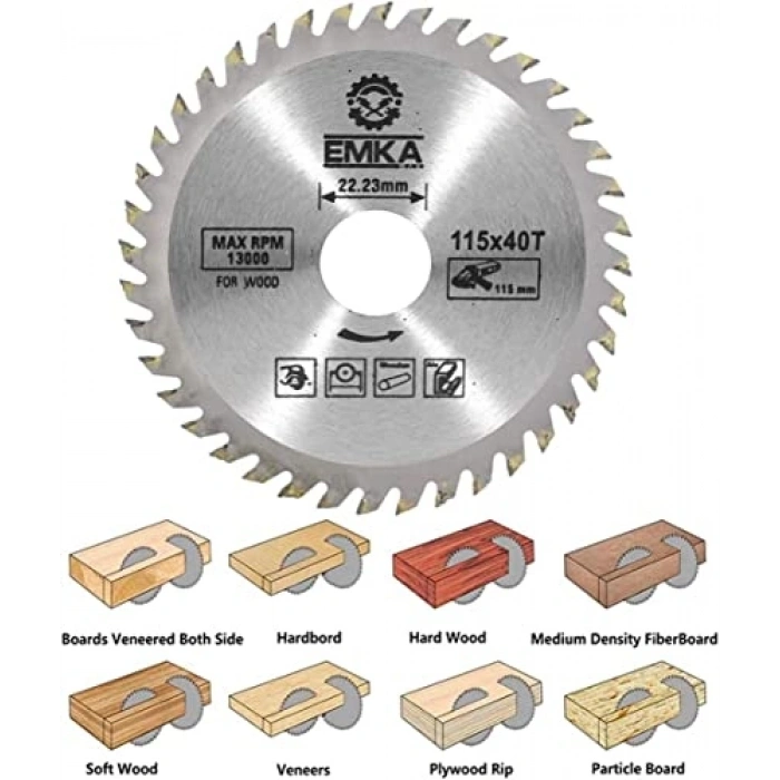 115 mm ahşap kesme testeresi, 40 diş
