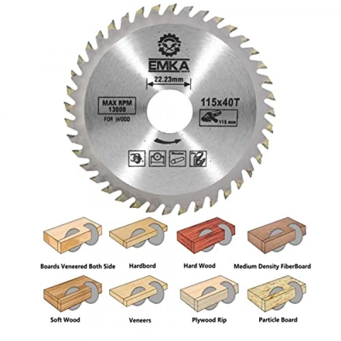115 mm Daire Testere Bıçağı, Ahşap Kesimi için Set