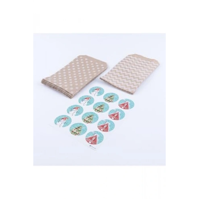 11x20 cm 20 Adet Desenli Kese Kağıdı ve Sticker Seti