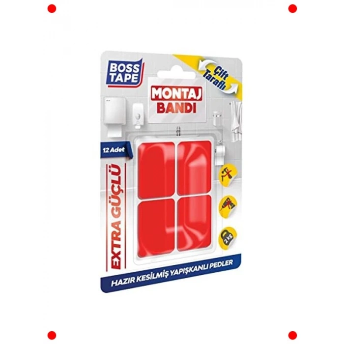 12 Adet Hazır Kesilmiş Çift Taraflı Montaj Bandı