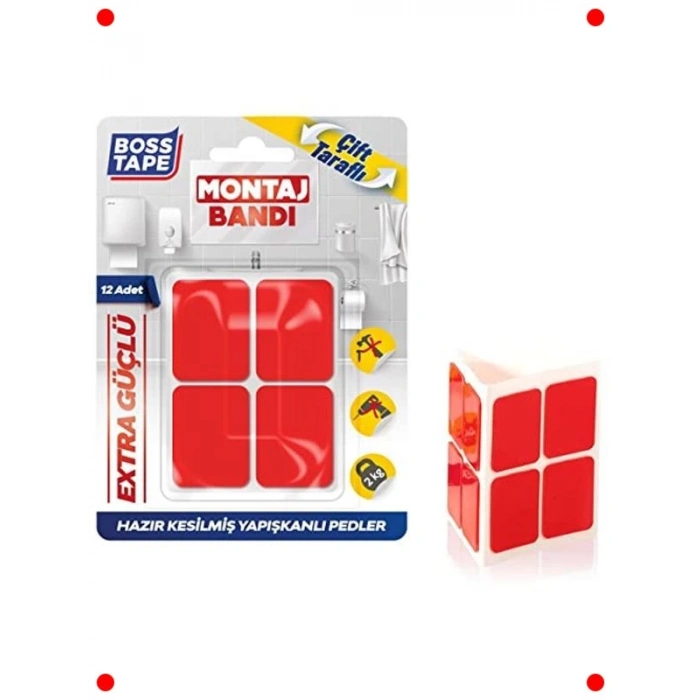 12 Adet Hazır Kesilmiş Çift Taraflı Montaj Bandı