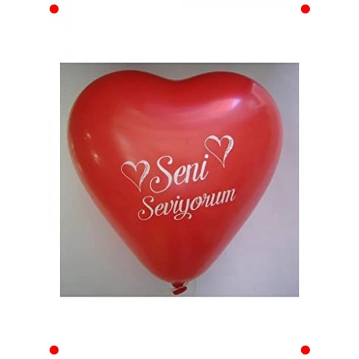 12 Kırmızı Kalpli Seni Seviyorum Baskılı Balon