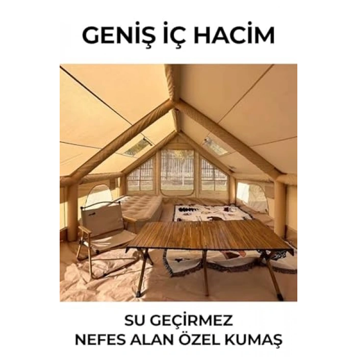 12 kişilik şişme kamp çadırı, dört mevsim kullanıma uygun