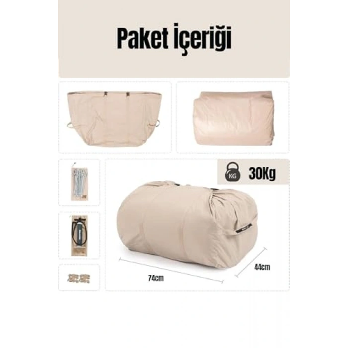 12 kişilik şişme kamp çadırı, dört mevsim kullanıma uygun