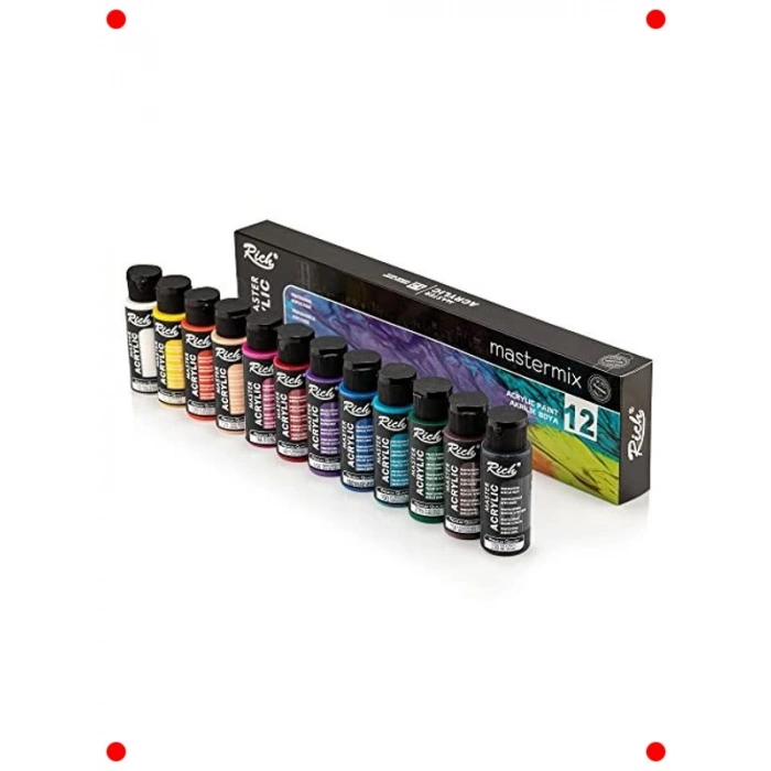 12li Akrilik Boya Seti - 60 cc Şişeler