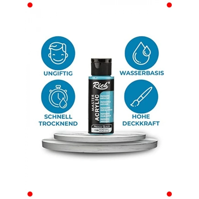 12li Akrilik Boya Seti - 60 cc Şişeler