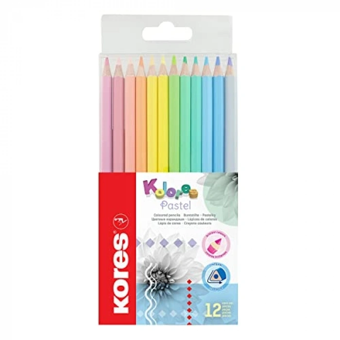 12li Pastel Ahşap Kalem Seti, Canlı Renkler ile