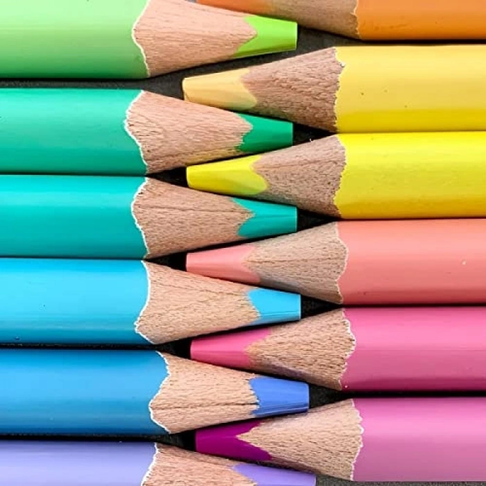 12li Pastel Ahşap Kalem Seti, Canlı Renkler ile