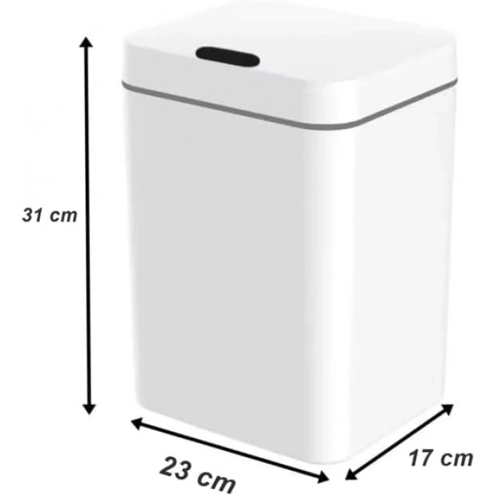 12 litre kapasiteli sessiz kapanan çöp kutusu, otomatik sensörlü