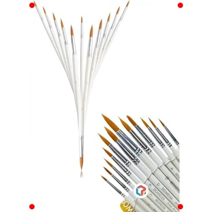 12 Parça Akrilik Suluboya Yağlıboya Fırça Seti