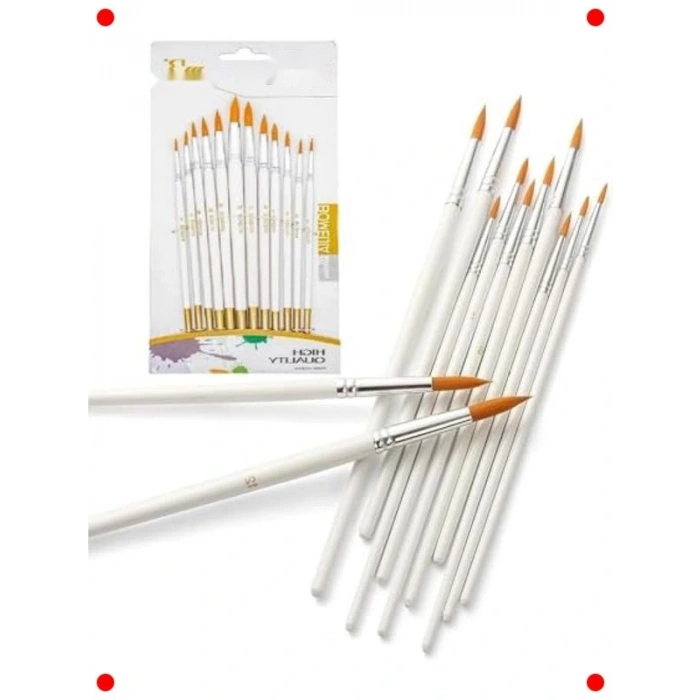 12 Parça  Sulu Yağlı Fırça Seti