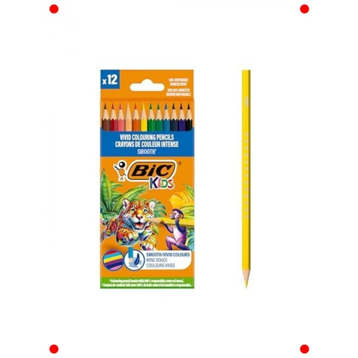 12 Renk Ahşap Kuru Boya Kalemi Seti