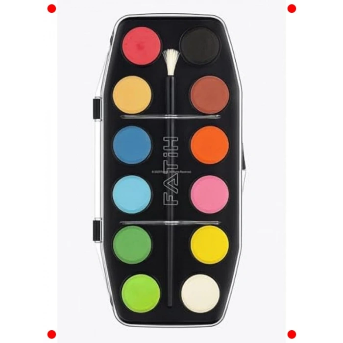 12 Renkli Çocuk Sulu Boya Seti - Fırçalı