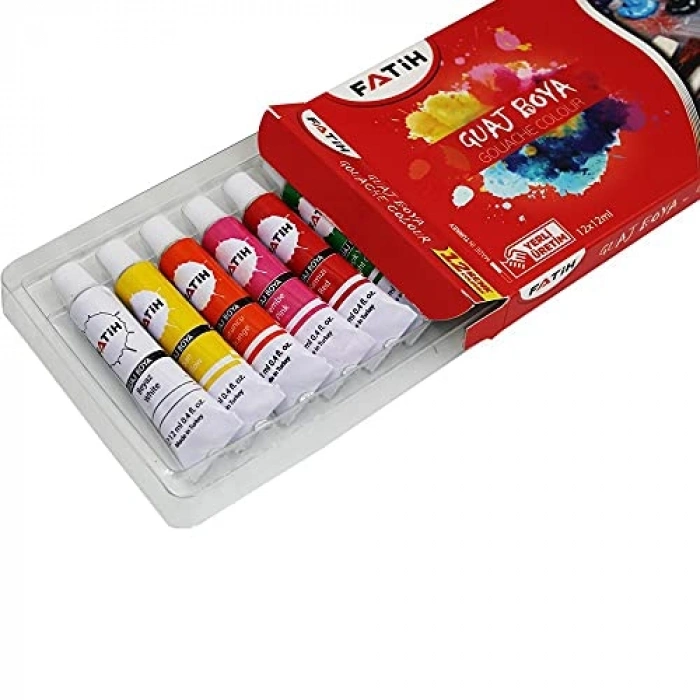 12 Renkli Guaj Tüp Seti, 12 ml Boya Seçenekleri