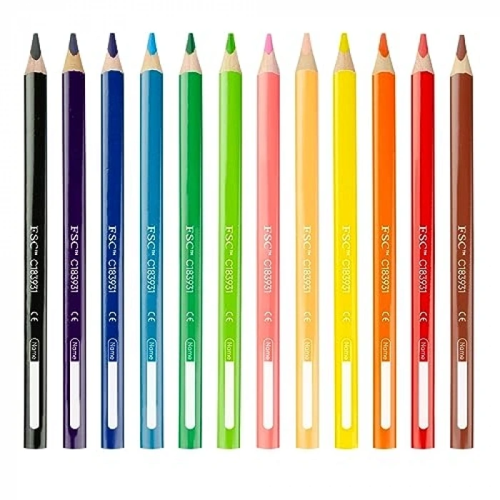 12 Renkli Jumbo Kalem Seti, 3lü Paket