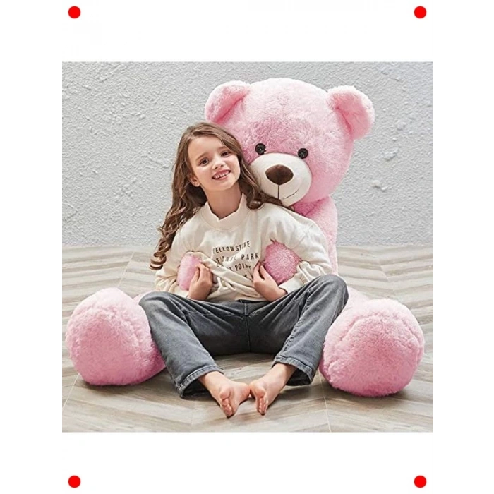 120 cm Peluş Sevimli Papyonlu Ayı - Pembe
