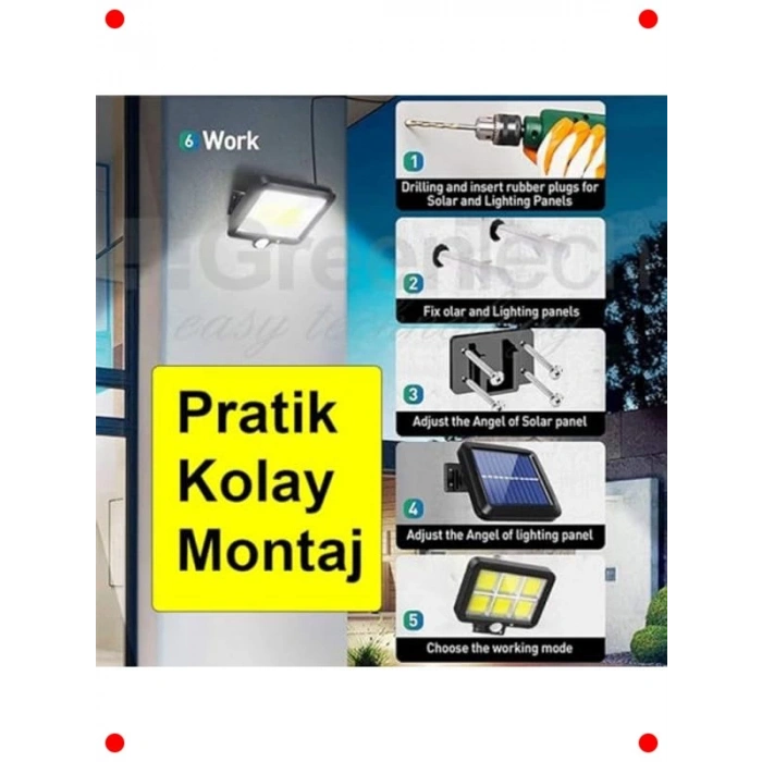 120 COB LED Güneş Enerjili Dış Mekan Aydınlatma