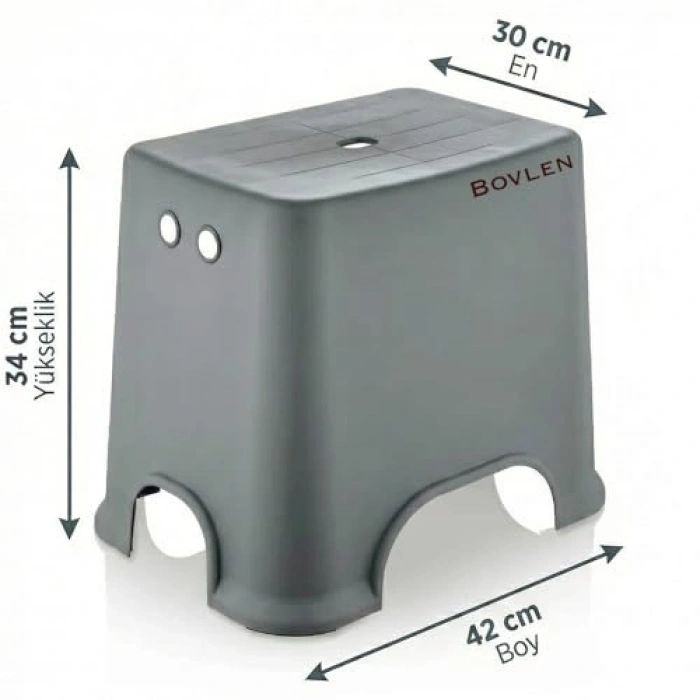 120 Kg Taşıma Kapasiteli Kaydırmaz Banyo Taburesi, Antrasit