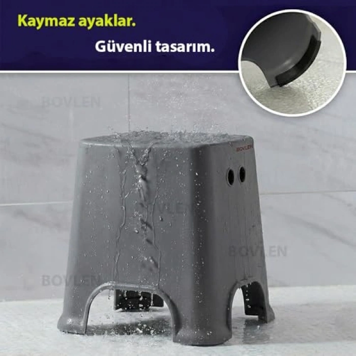 120 Kg Taşıma Kapasiteli Kaydırmaz Banyo Taburesi, Antrasit