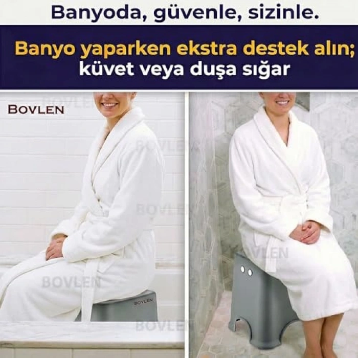 120 Kg Taşıma Kapasiteli Kaydırmaz Banyo Taburesi, Antrasit