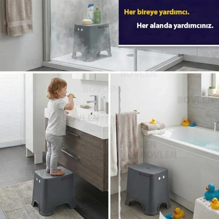 120 Kg Taşıma Kapasiteli Kaydırmaz Banyo Taburesi, Antrasit