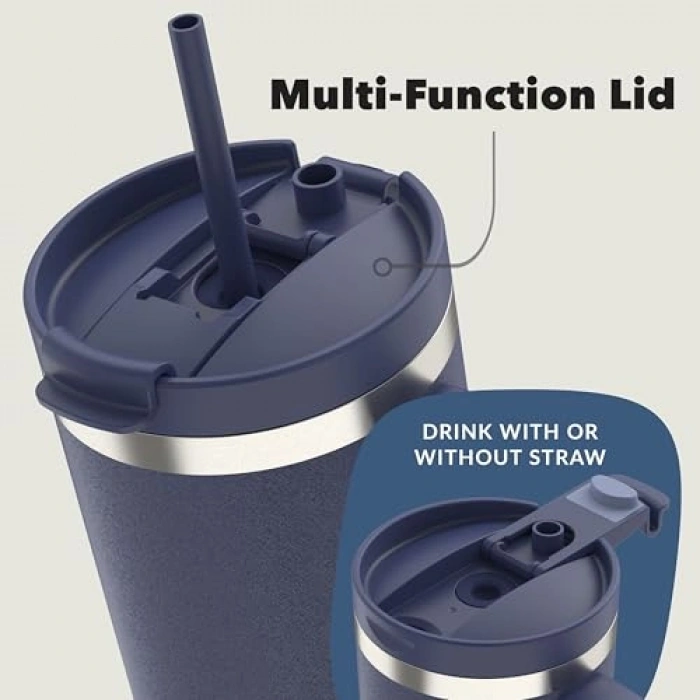 1.2L Mavi Yalıtımlı Su Şişesi, Pipetli Tasarım
