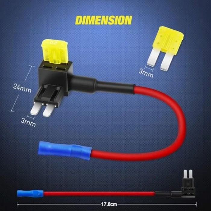 12V Araç Sigorta TAP Seti, 10 Adet Çift Yuvalı Çözüm