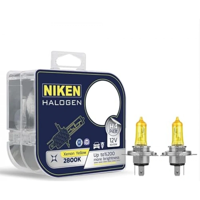 12V H4 60/55W Sarı Işık Ampul, 2800K, 2 Adet