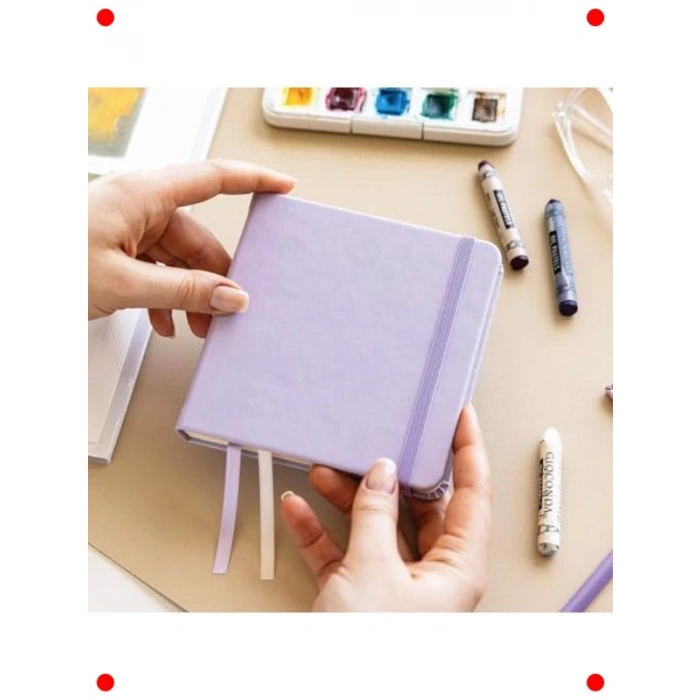 12x12 cm Kare Sert Kapak Eskiz Defteri - Lila