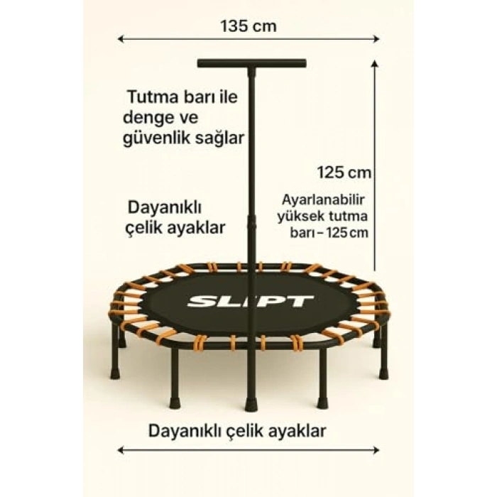 135 cm Boyunda Altıgen Step Trambolin, Siyah ve Turuncu