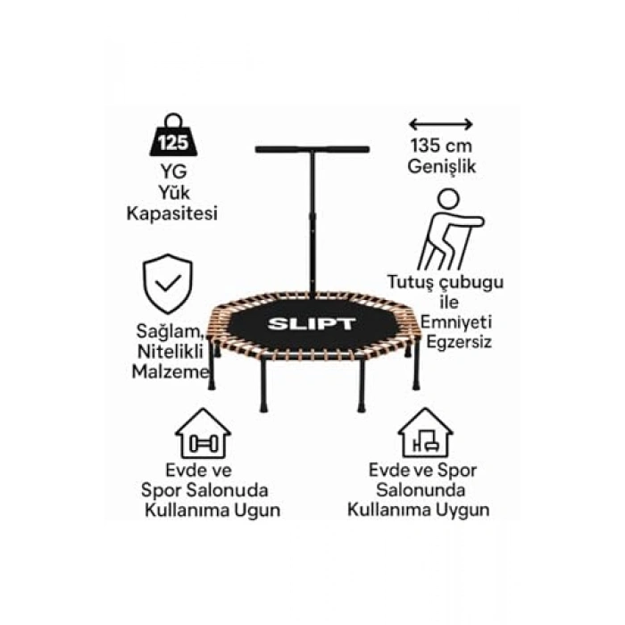 135 cm Boyunda Altıgen Step Trambolin, Siyah ve Turuncu