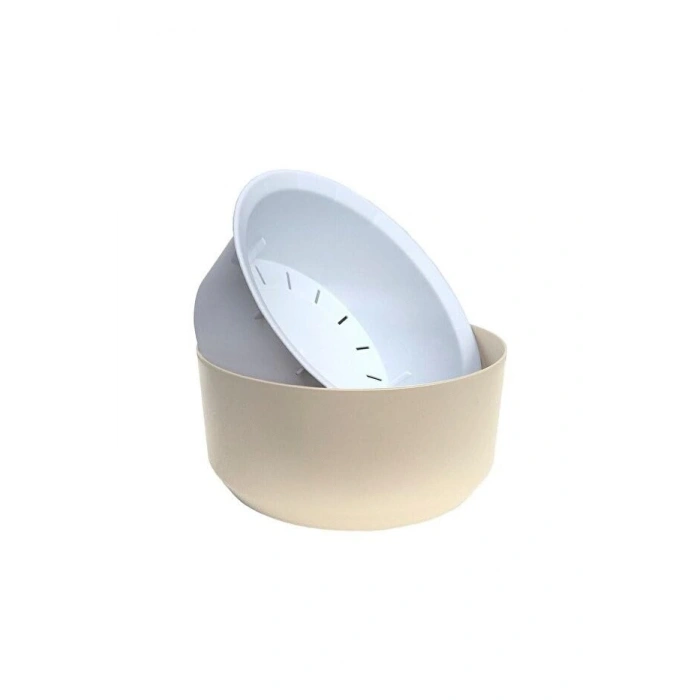 15 cm Orbita Saksı, 0,7 Litre Kapasiteli Delikli Süzgeçli Bej Renk