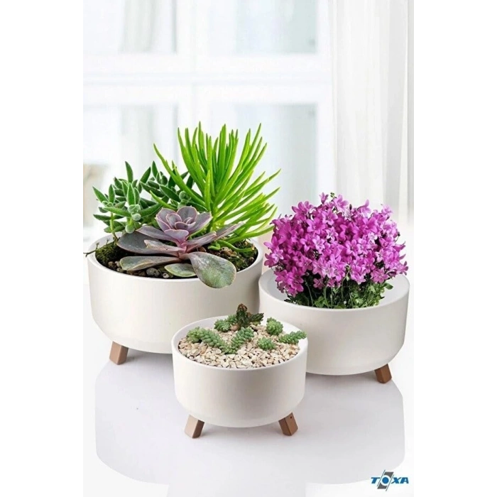 15 cm Orbita Saksı, 0,7 Litre Kapasiteli Delikli Süzgeçli Bej Renk