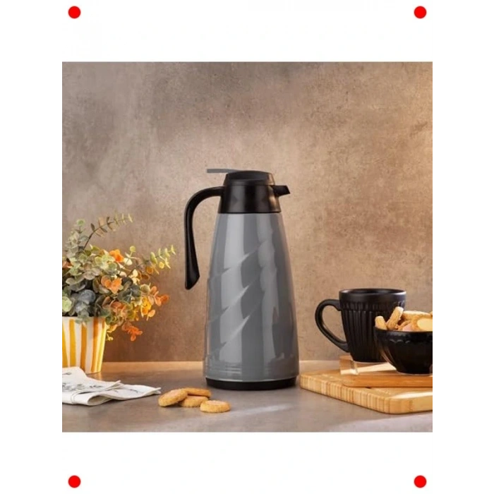 1.5 Litre Cam İç Hazneli Termos Gri