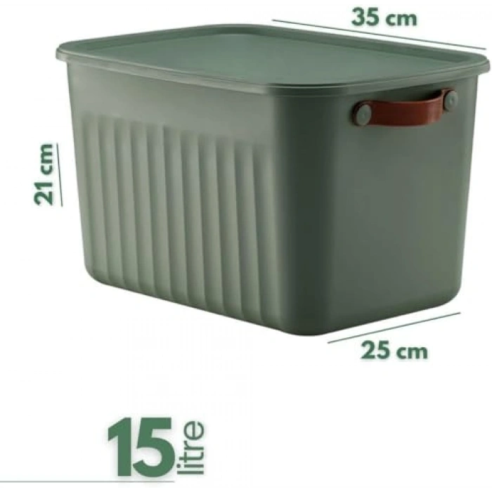 15 Litre Kapasiteli 3 Adet Kapaklı Saklama Kutusu Seti
