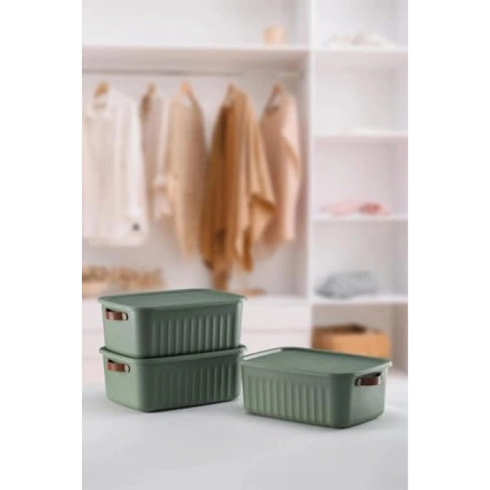 15 Litre Kapasiteli 3 Adet Kapaklı Saklama Kutusu Seti