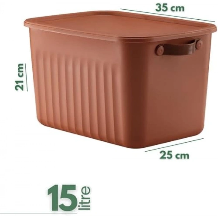 15 Litre Kapasiteli 3 Adet Modern Kapaklı Saklama Kutusu