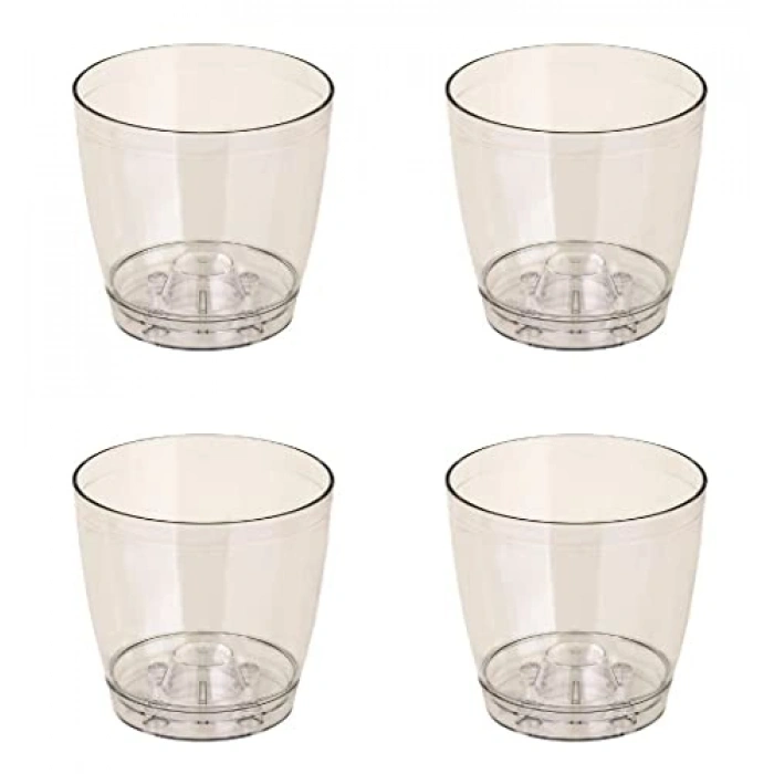 1.5 Litre Kapasiteli Düz Orkide Saksısı, 4 Adet Set