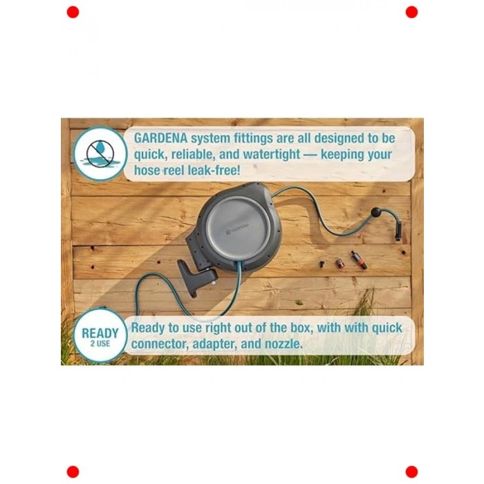 15 Metre Geri Çekilebilir Duvara Monte Hortum Makarası