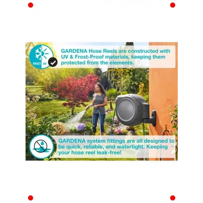 15 Metre Geri Çekilebilir Duvara Monte Hortum Makarası