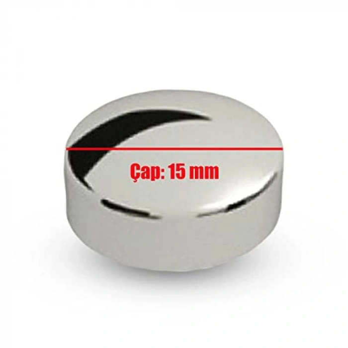 15 mm Parlak Krom Vida Kapağı Kapatıcı, 50 Adet