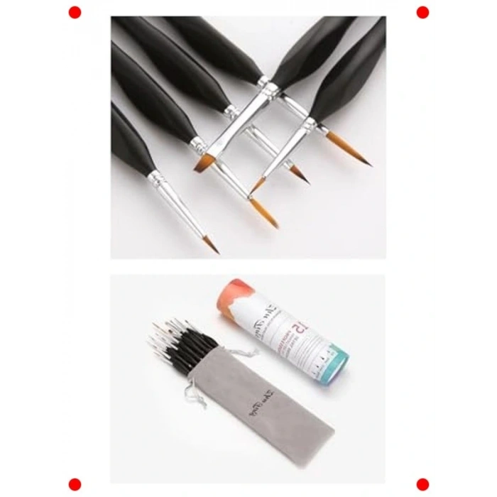 15 Parça Detay Fırça Seti - Sanat Boyaları & Çantalı