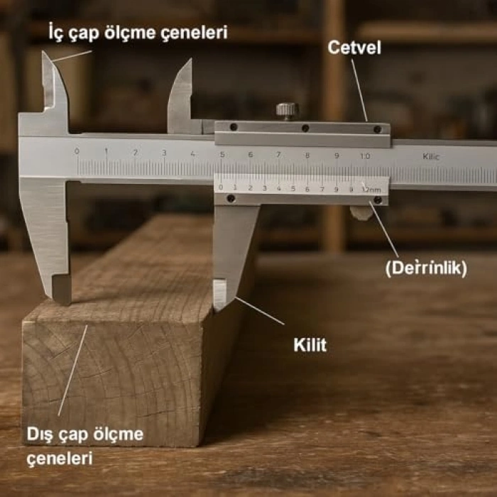 150 mm Paslanmaz Çelik Has Kumpas, İç ve Dış Ölçüm Yapabilen