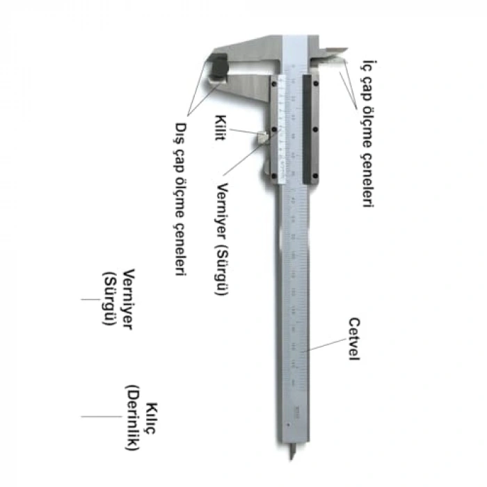 150 mm Paslanmaz Çelik Has Kumpas, İç ve Dış Ölçüm Yapabilen