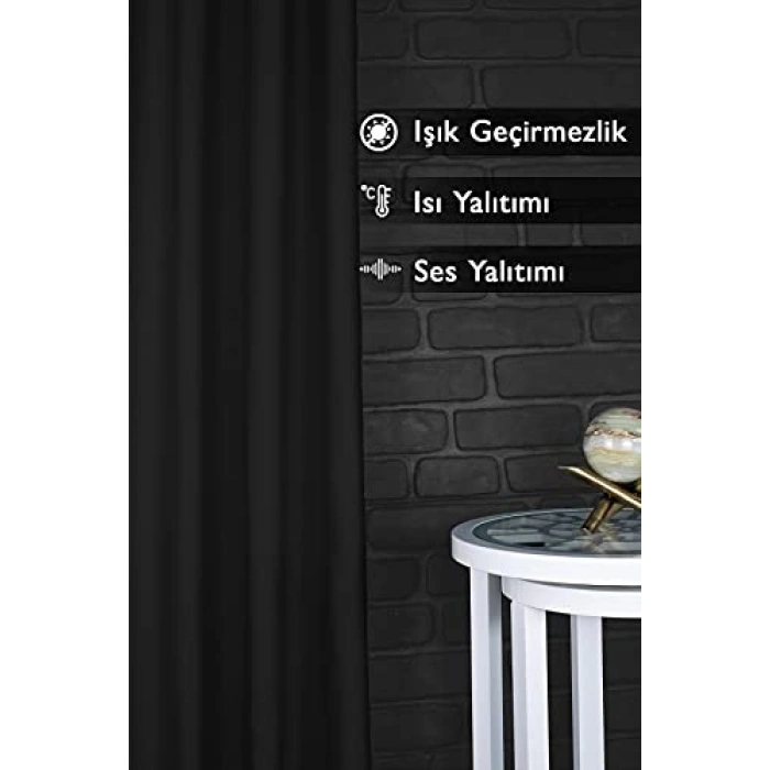 150x250 cm Işık Geçirmez Fon Perde, Siyah, Ekstraforlu
